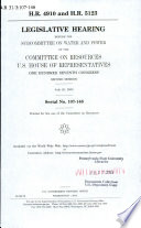 H.R. 4910 and H.R. 5123 : legislative hearing before the Subcommittee on Water and Power [as printed] of the Committee on Resources, U.S. House of Representatives, One Hundred Seventh Congress, second session, July 25, 2002.
