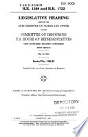 H.R. 1598 and H.R. 1732 : legislative hearing before the Subcommittee on Water and Power [as printed] of the Committee on Resources, U.S. House of Representatives, One Hundred Eighth Congress, first session, May 22, 2003.