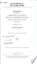 NASA's response to the Columbia report : hearing before the Committee on Science, House of Representatives, One Hundred Eighth Congress, first session, September 10, 2003.