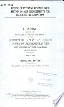 Review of Internal Revenue Code Section 501(c)(3) requirements for religious organizations : hearing before the Subcommittee on Oversight of the Committee on Ways and Means, House of Representatives, One Hundred Seventh Congress, second session, May 14, 2002.