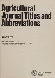 Agricultural journal titles and abbreviations.