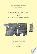 A berichtigungsliste of demotic documents /