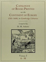 Catalogue of books printed on the continent of Europe, 1501-1600, in Cambridge libraries /