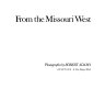 From the Missouri west : photographs /