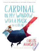 Cardinal in my window with a mask on its beak /