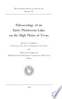 Paleoecology of an early Pleistocene lake on the high plains of Texas /