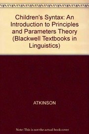 Children's syntax : an introduction to principles and parameters theory /