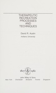 Therapeutic recreation processes and techniques /
