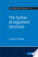 The syntax of argument structure /