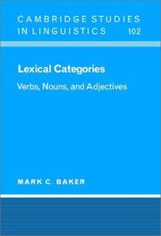 Lexical categories : verbs, nouns, and adjectives /