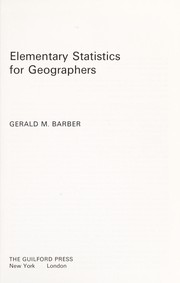 Elementary statistics for geographers /