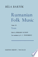 Rumanian Folk Music : Texts /