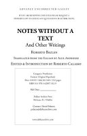 Notes without a text and other writings /