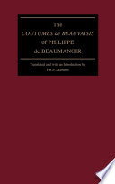 The coutumes de Beauvaisis of Philippe de Beaumanoir /