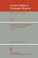 Programming languages and their definition /