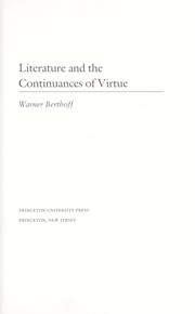 Literature and the continuances of virtue /