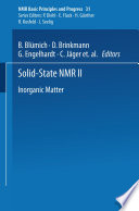 Solid-State NMR II : Inorganic Matter /