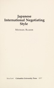 Japanese international negotiating style /