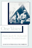 One voice : Rabbi Jacob M. Rothschild and the troubled South /