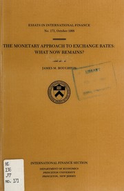 The monetary approach to exchange rates : what now remains? /
