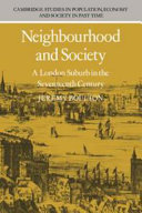 Neighbourhood and society : a London suburb in the seventeenth century /