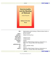 Intertextuality and the reading of Midrash /