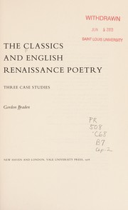The classics and English Renaissance poetry : three case studies /