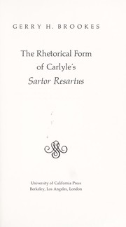 The rhetorical form of Carlyle's Sartor resartus /