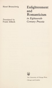 Enlightenment and romanticism in eighteenth-century Prussia /