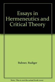 Essays in hermeneutics and critical theory /