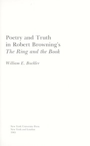 Poetry and truth in Robert Browning's The ring and the book /