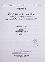 Users' manual for assessing service-delivery systems for rural passenger transportation /
