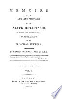 Memoirs of the life and writings of the Abate Metastasio : including translations of his principal letters /