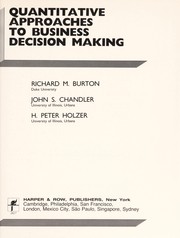 Quantitative approaches to business decision making /