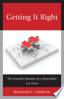 Getting it right : the essential elements of a dissertation /