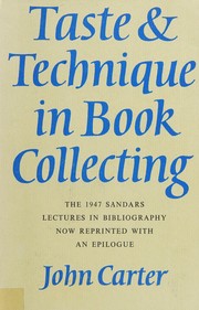 Taste & technique in book collecting : with an epilogue /