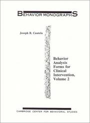 Behavior analysis forms for clinical intervention /