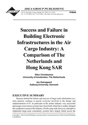 Success and failure in building electronic infrastructures in the air cargo industry : a comparison of the Netherlands and Hong Kong SAR /