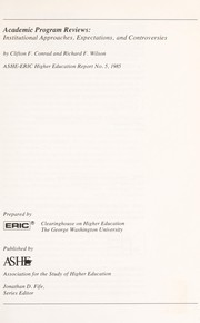 Academic program reviews : institutional approaches, expectations, and controversies /