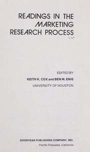 Readings in the marketing research process /
