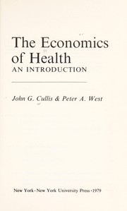 The economics of health : an introduction /