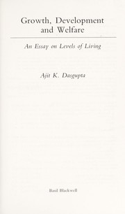 Growth, development, and welfare : an essay on levels of living /