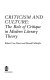 Criticism and culture : the role of critique in modern literary theory /