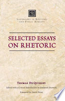 Selected essays on rhetoric /