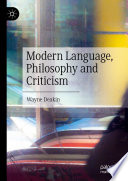 Modern Language, Philosophy and Criticism /