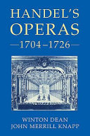 Handel's operas, 1704-1726 /