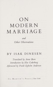 On modern marriage /