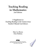 Teaching reading in social studies : a supplement to Teaching reading in the content areas teacher's manual (2nd ed.) /