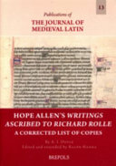 Hope Allen's Writings ascribed to Richard Rolle : corrected list of copies /