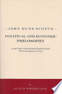 John Duns Scotus' political and economic philosophy /